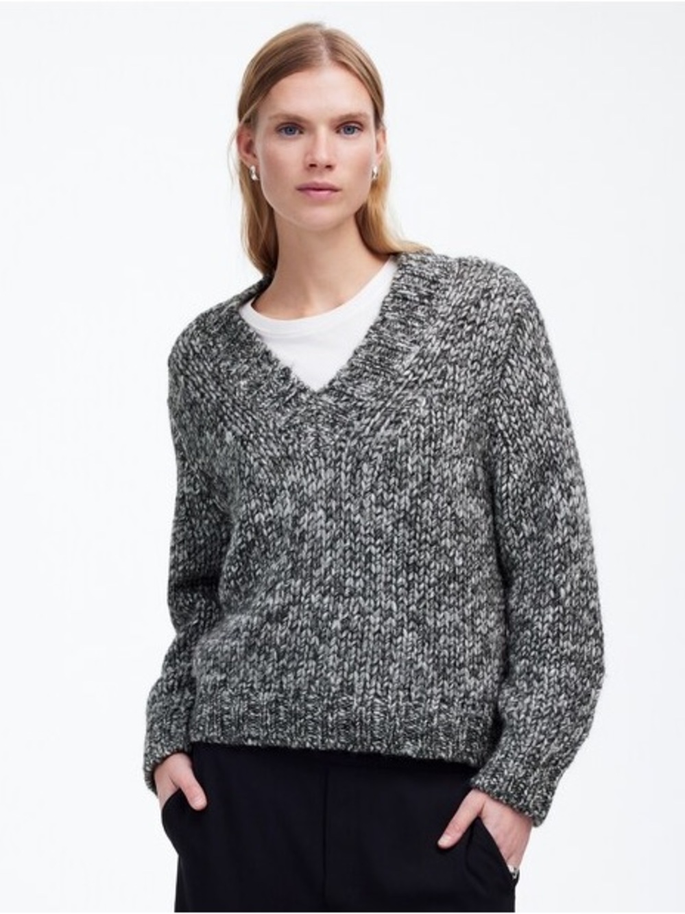 NWT Madewell Marled Chunky V-Neck Sweater Medium